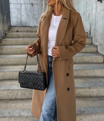 Abrigo de Mujer de Invierno Clásico con Botones