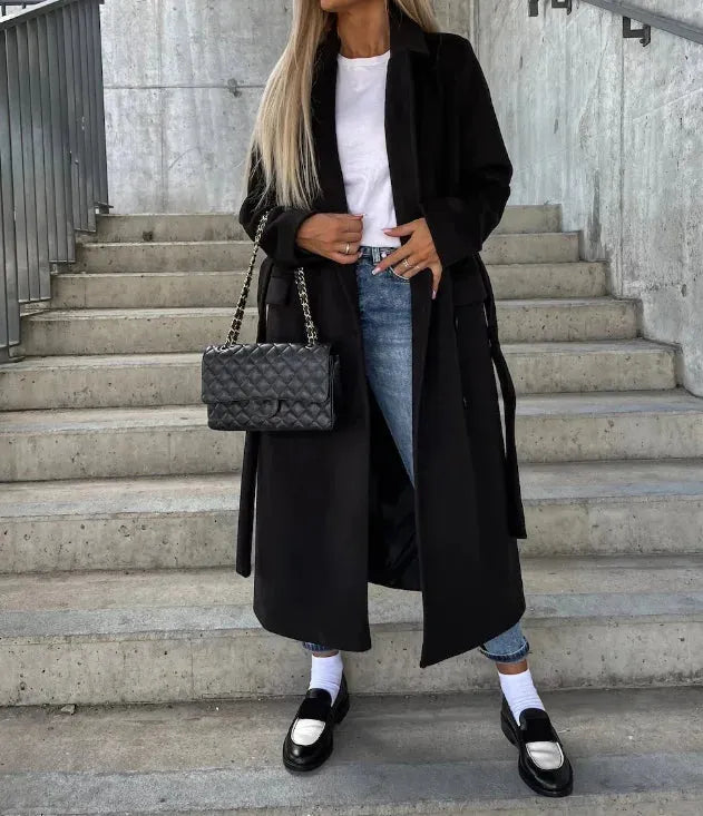 Abrigo de Mujer de Invierno Clásico con Botones