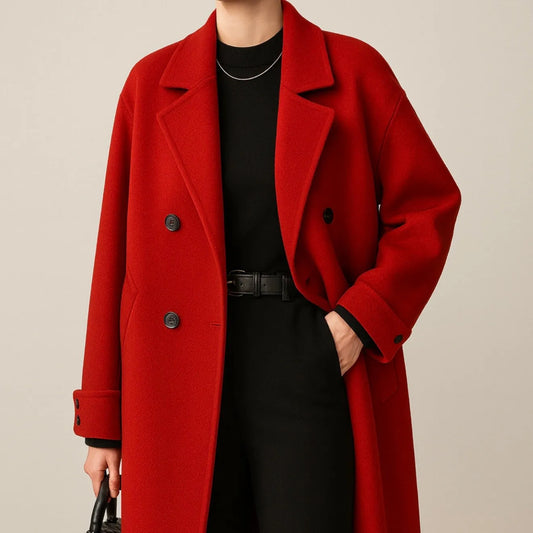 Abrigo de Mujer de Invierno Elegante con Doble Botonadura