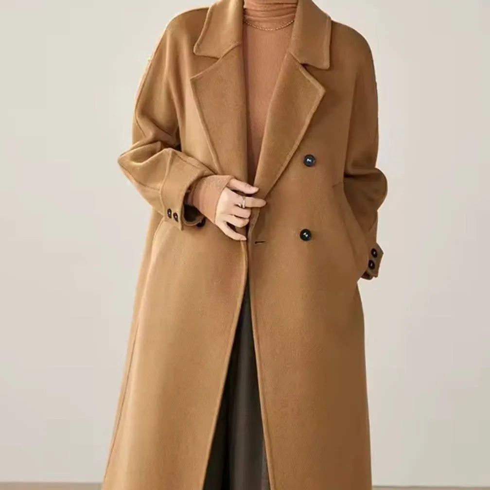 Abrigo de Mujer de Invierno Elegante con Doble Botonadura