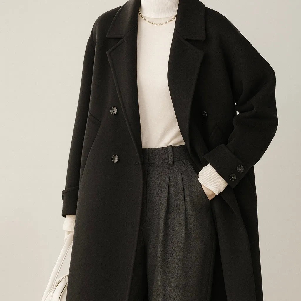 Abrigo de Mujer de Invierno Elegante con Doble Botonadura