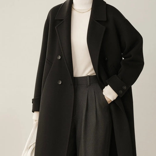 Abrigo de Mujer de Invierno Elegante con Doble Botonadura
