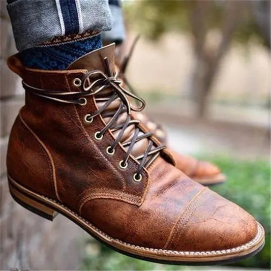Botas de Hombre Casual Vintage con Cordones