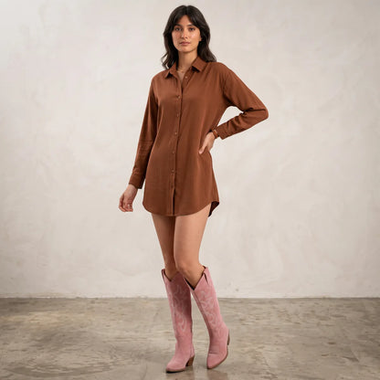 Botas de Mujer Elegantes Bordadas con Tacón Bajo