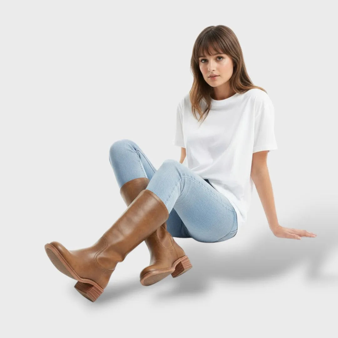 Botas de Mujer Elegantes Clásicas con Punta Redondeada
