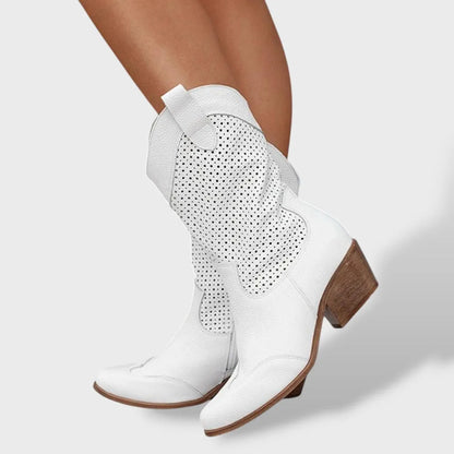Botas de Mujer Elegantes Vaqueras con Tacón de Bloque