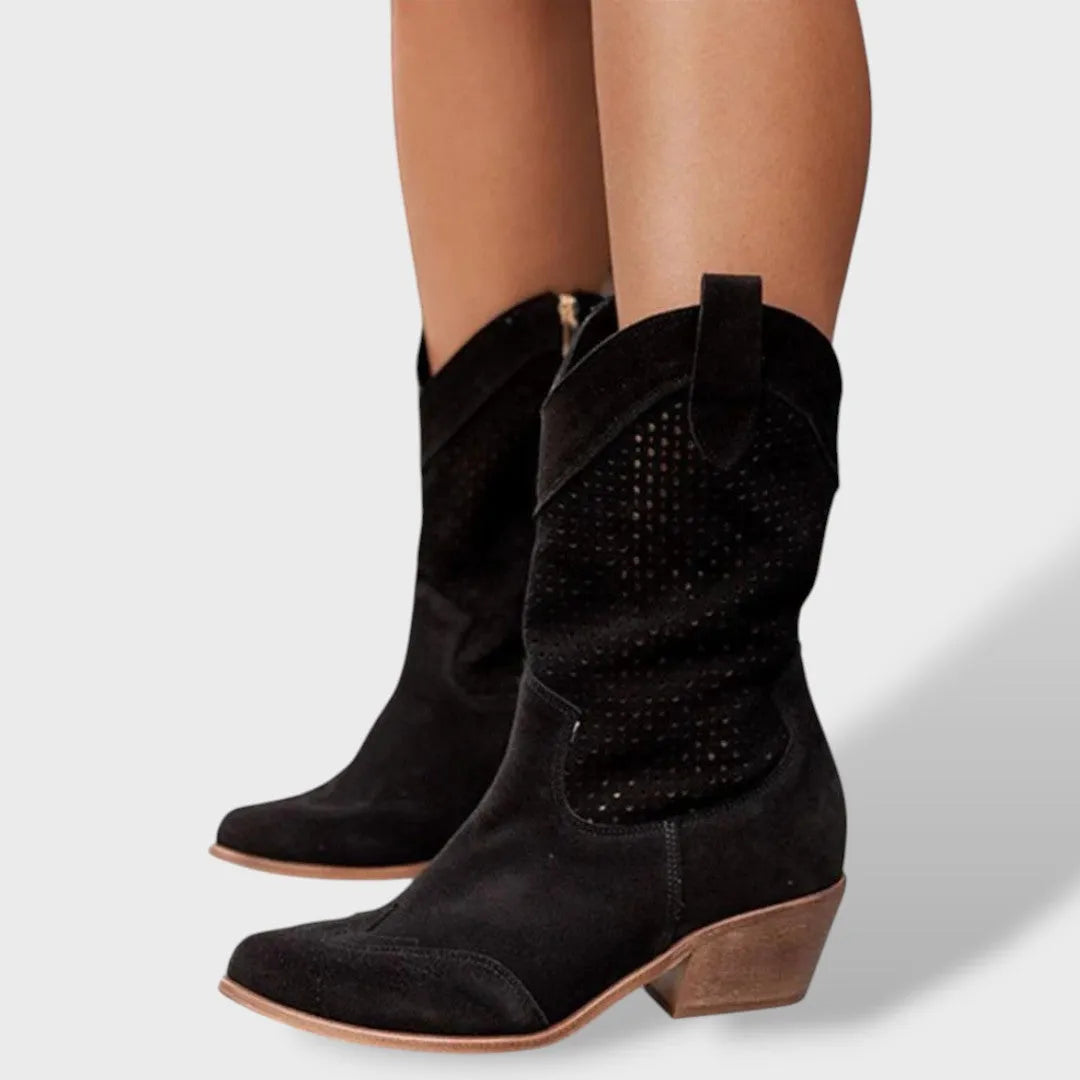 Botas de Mujer Elegantes Vaqueras con Tacón de Bloque