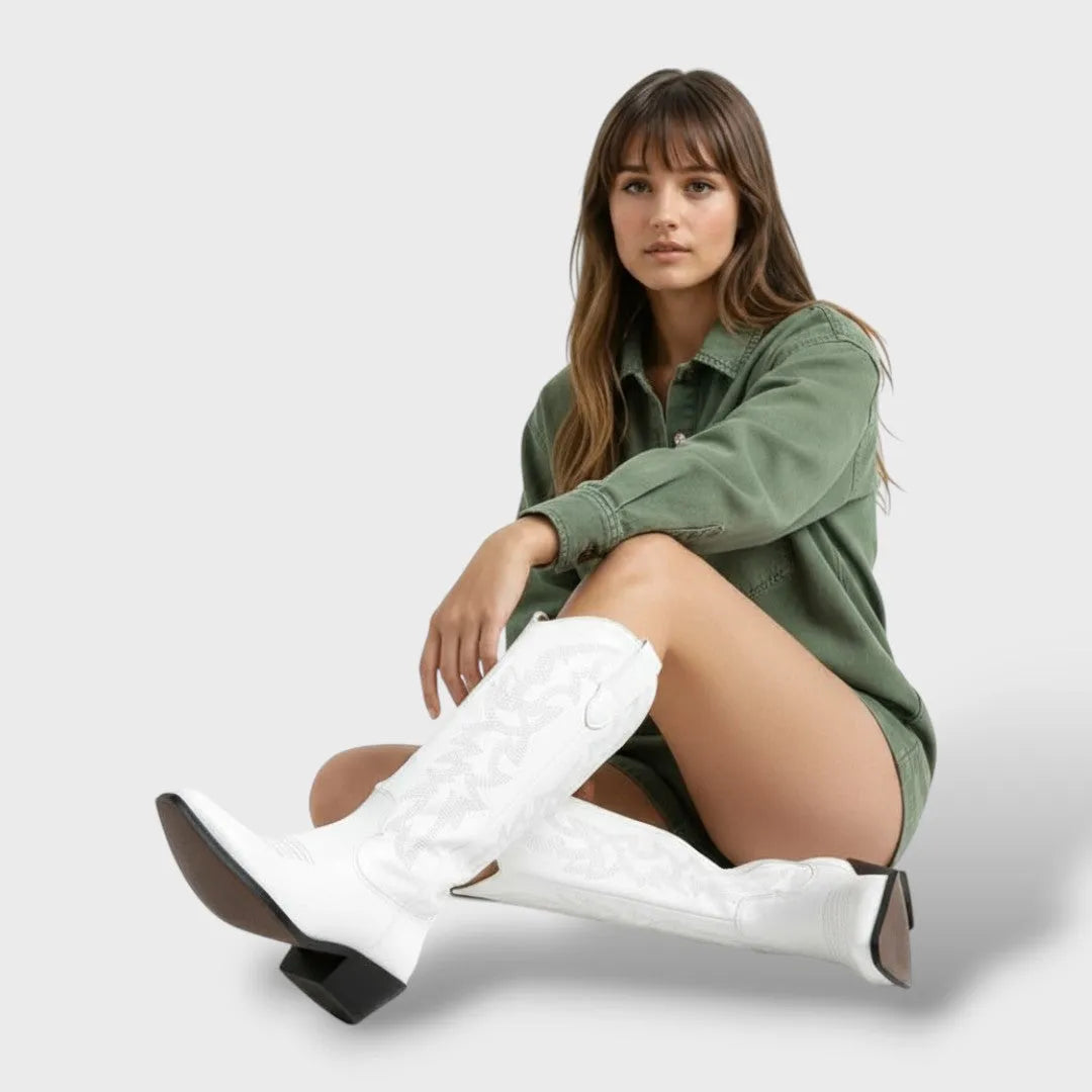 Botas de Mujer Vaqueras Clásicas con Punta Afilada