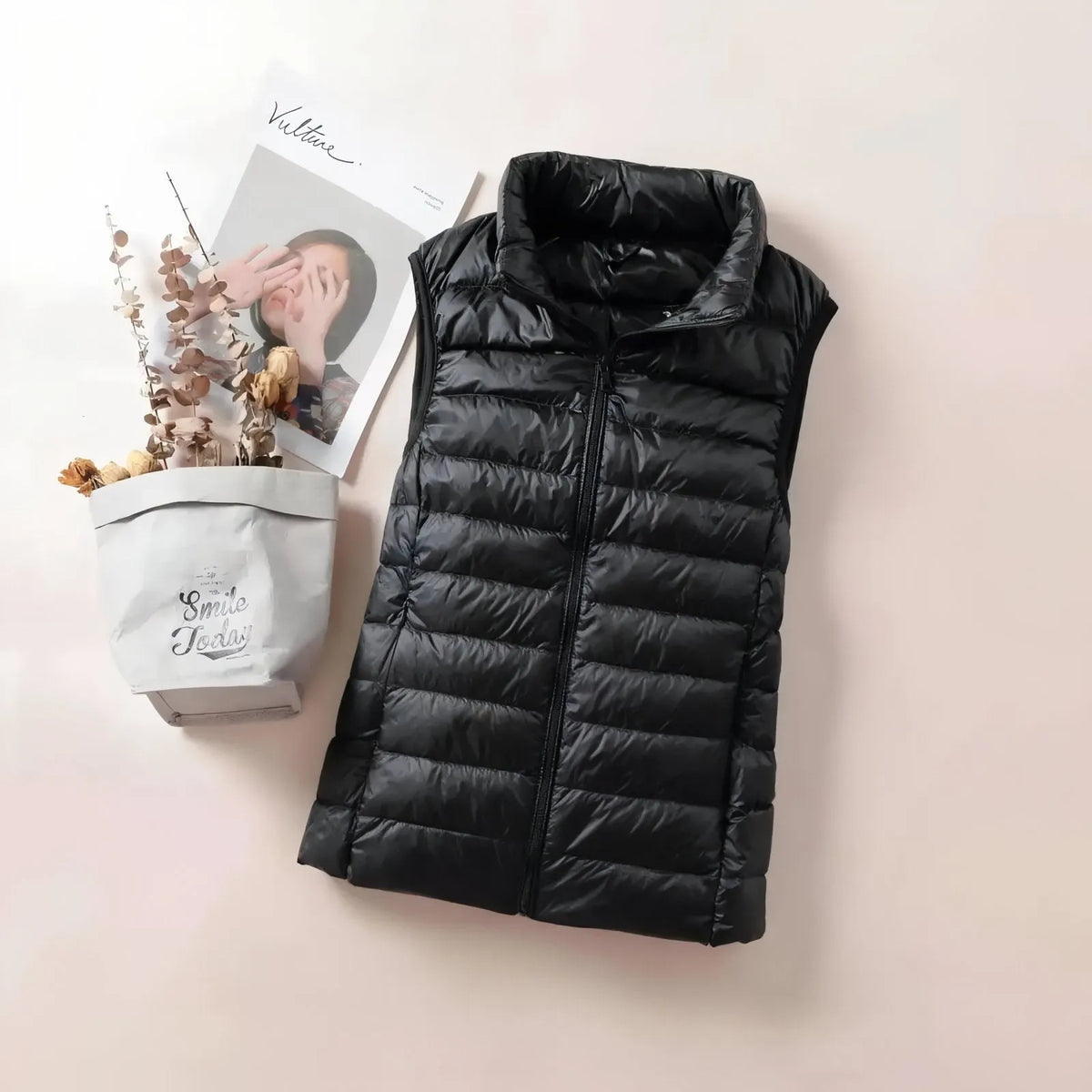 Chaleco de Mujer Acolchado Ligero con Cuello Alto
