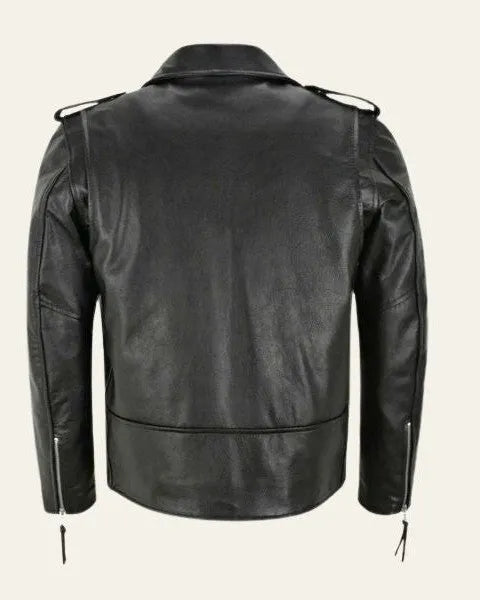 Chaqueta de Cuero de Hombre Casual Biker con Cremallera