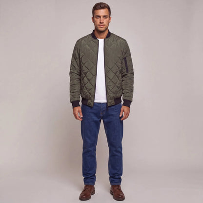 Chaqueta de Hombre Acolchada Casual con Cierre de Cremallera