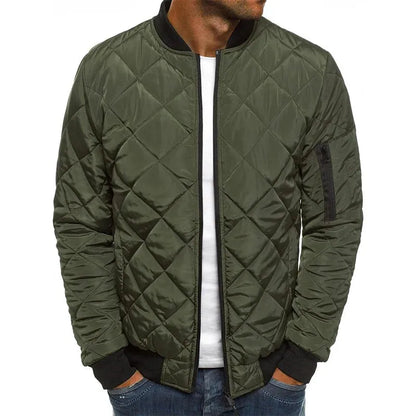 Chaqueta de Hombre Acolchada Casual con Cierre de Cremallera
