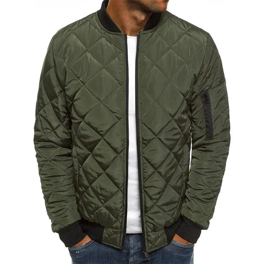 Chaqueta de Hombre Acolchada Casual con Cierre de Cremallera