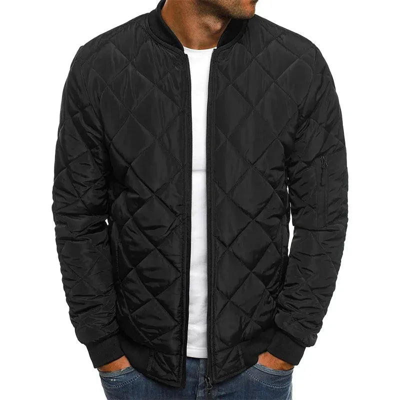 Chaqueta de Hombre Acolchada Casual con Cierre de Cremallera