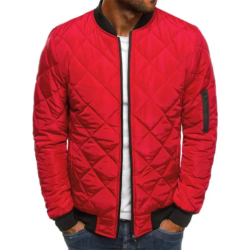 Chaqueta de Hombre Acolchada Casual con Cierre de Cremallera