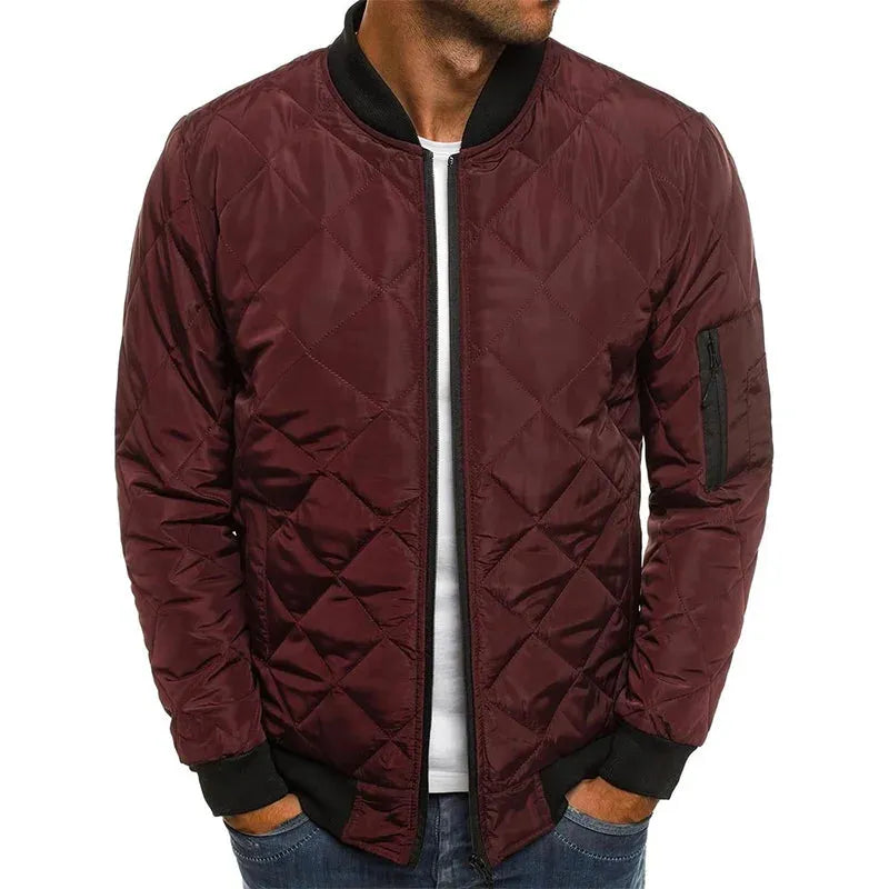 Chaqueta de Hombre Acolchada Casual con Cierre de Cremallera