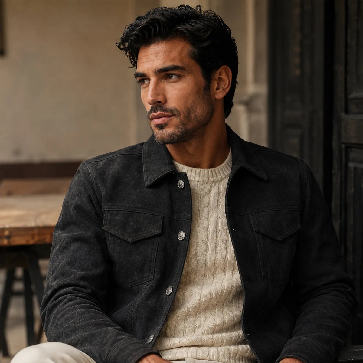 Chaqueta de Hombre Casual Clásica con Botones