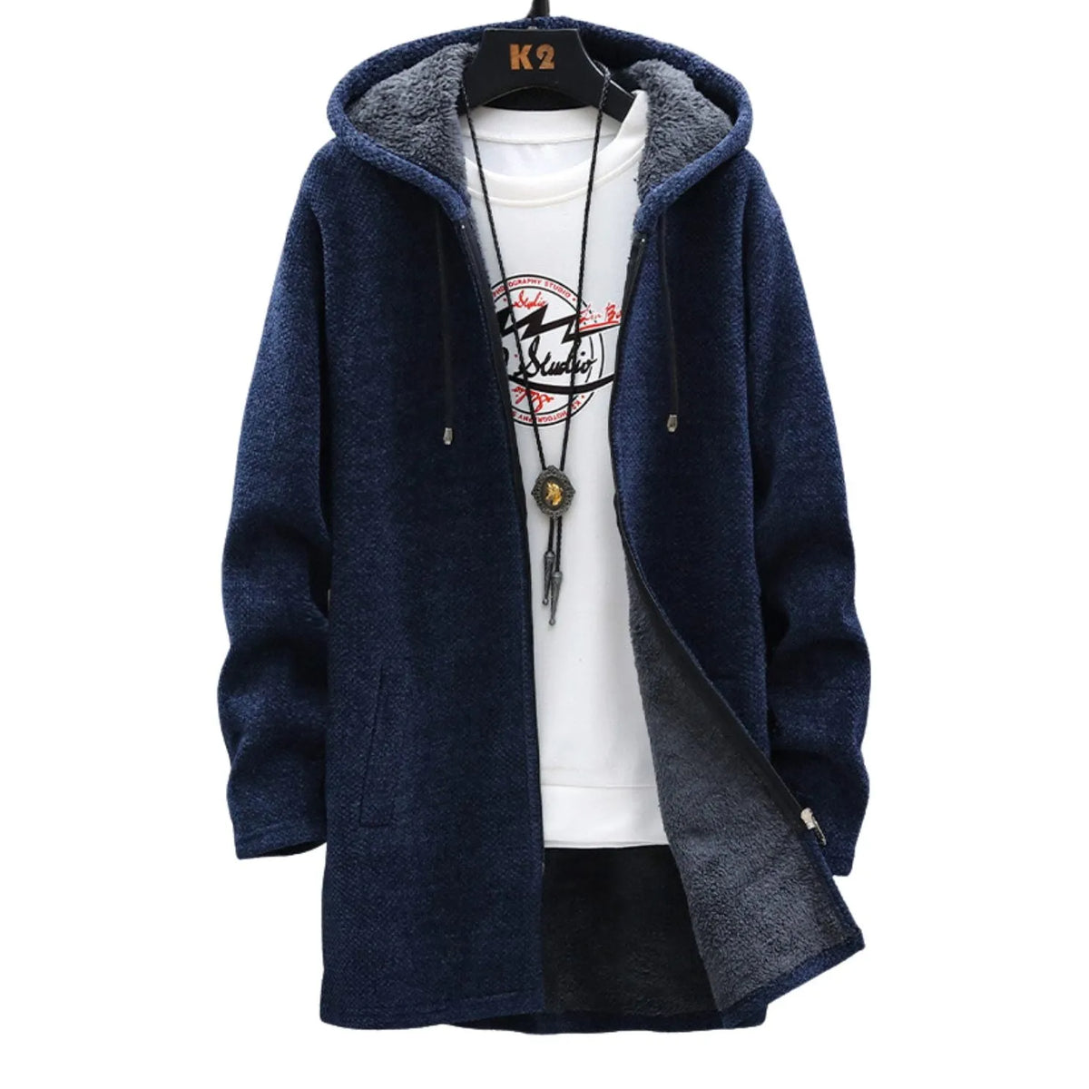 Chaqueta de Hombre Casual Larga con Capucha