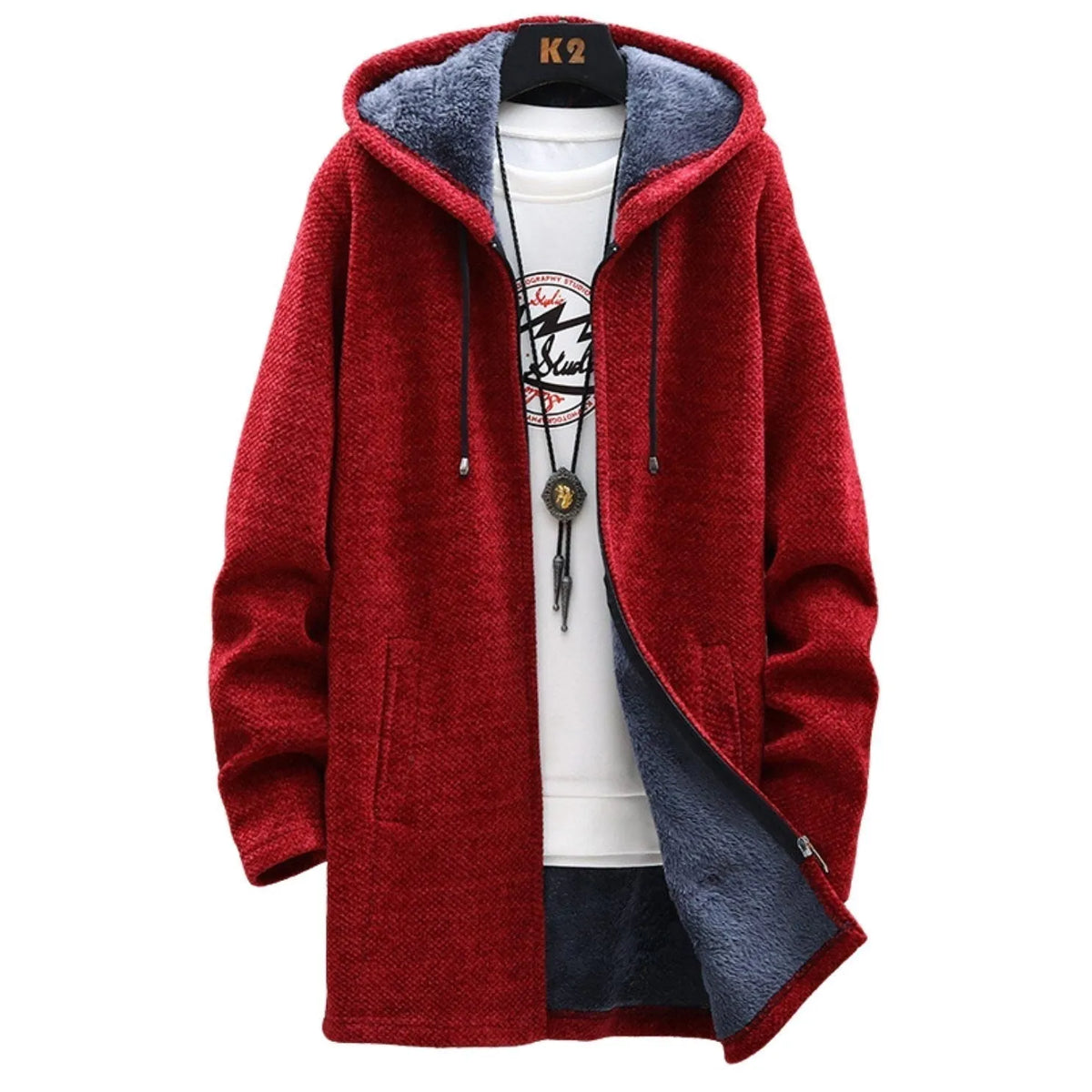 Chaqueta de Hombre Casual Larga con Capucha