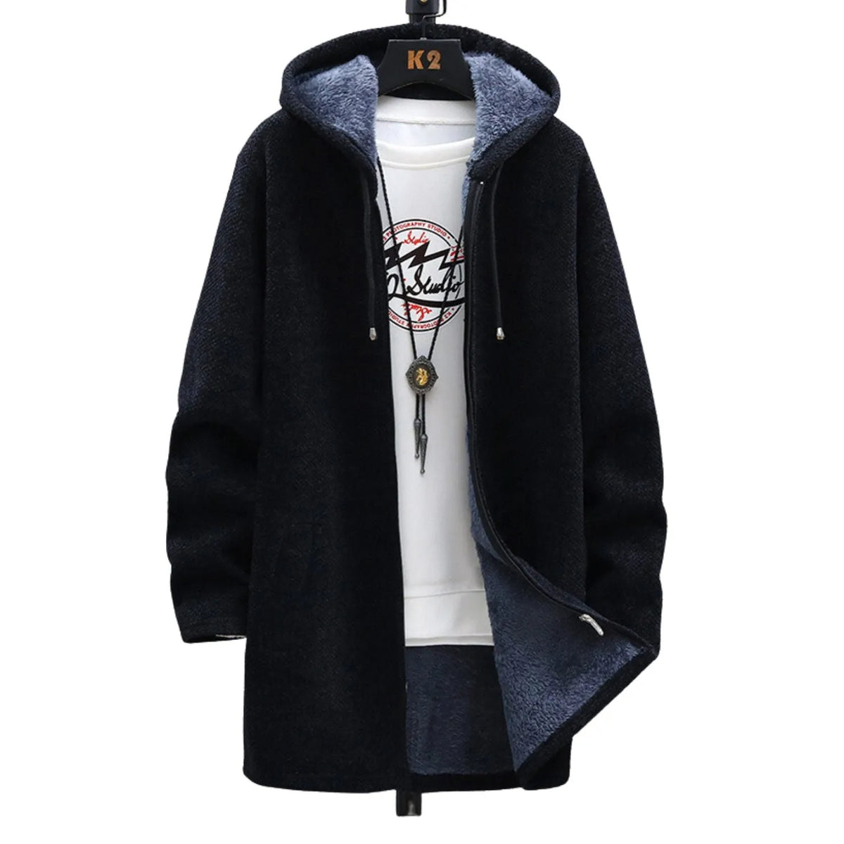 Chaqueta de Hombre Casual Larga con Capucha