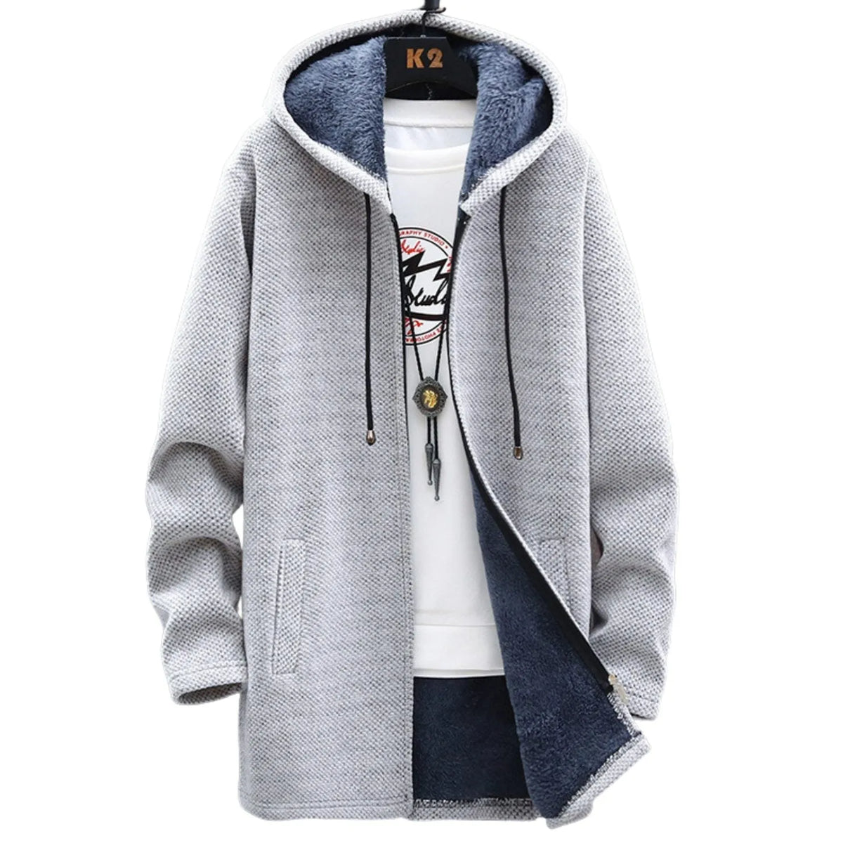 Chaqueta de Hombre Casual Larga con Capucha