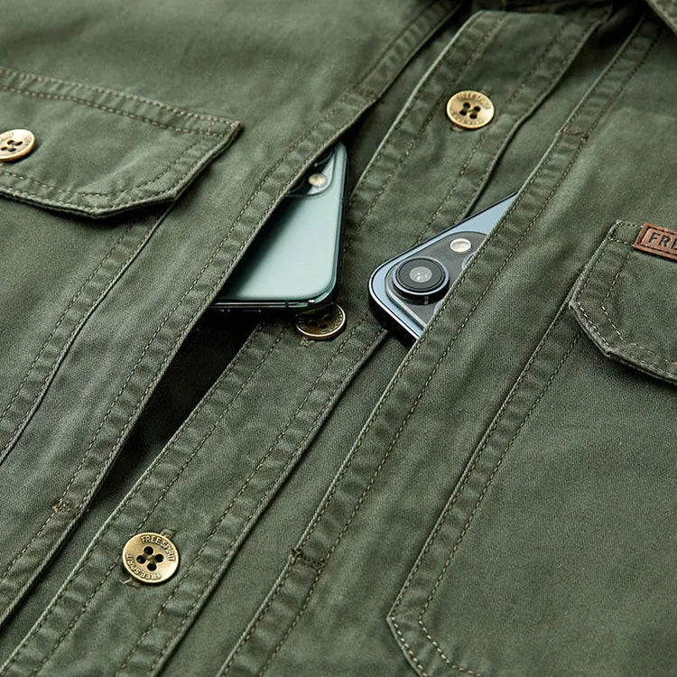 Chaqueta de Hombre Casual Militar con Botones