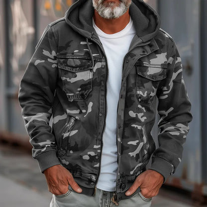 Chaqueta de Hombre Casual Militar con Capucha