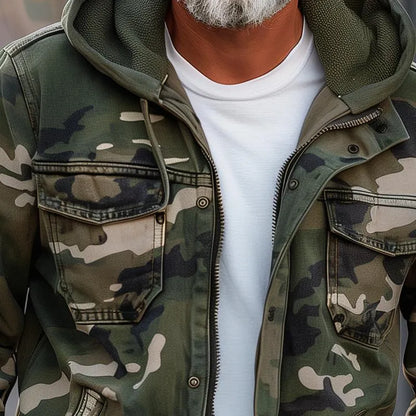 Chaqueta de Hombre Casual Militar con Capucha