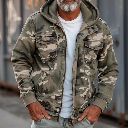 Chaqueta de Hombre Casual Militar con Capucha