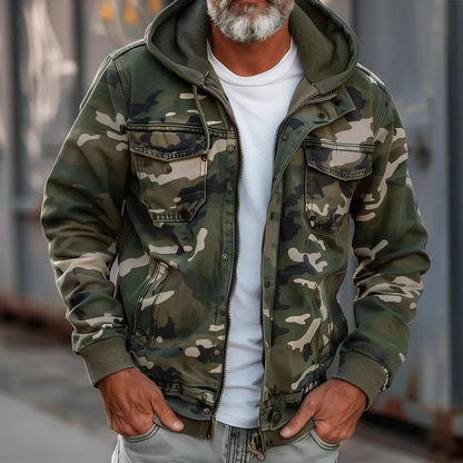 Chaqueta de Hombre Casual Militar con Capucha
