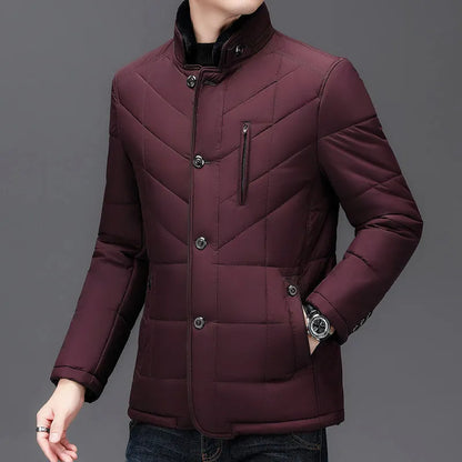 Chaqueta de Hombre de Invierno Acolchada Casual con Bolsillos