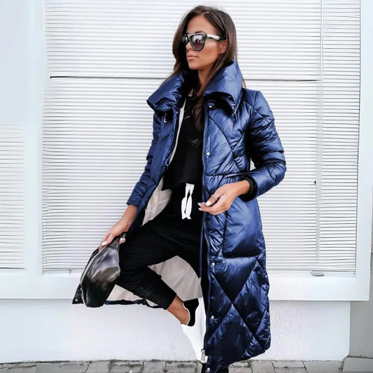 Chaqueta de Invierno de Mujer Acolchada Larga con Cierre de Cremallera