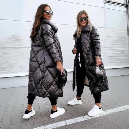 Chaqueta de Invierno de Mujer Acolchada Larga con Cierre de Cremallera
