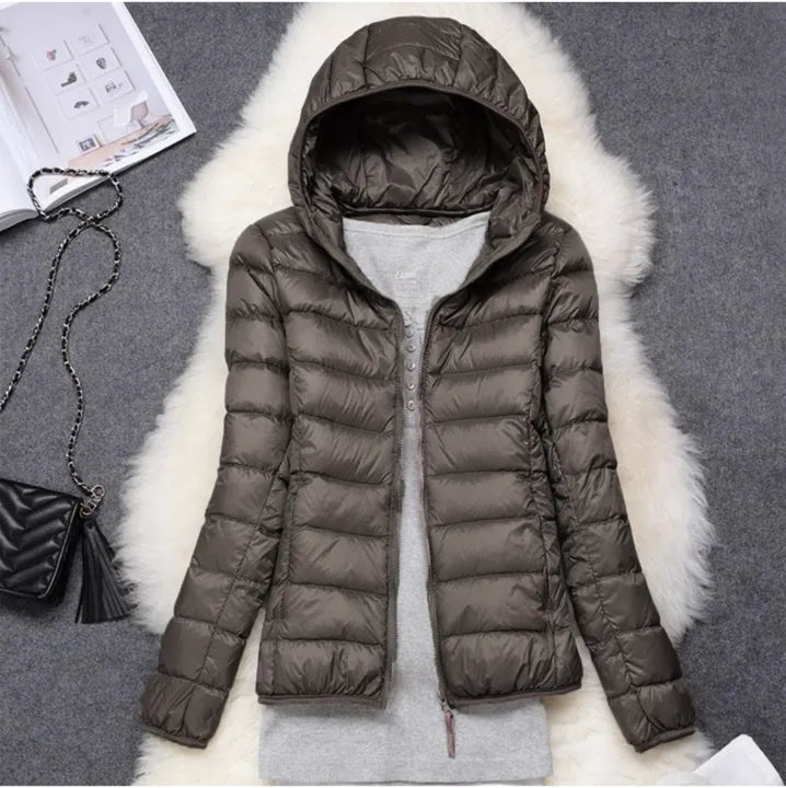 Chaqueta de Invierno de Mujer Acolchada Ligera con Cremallera