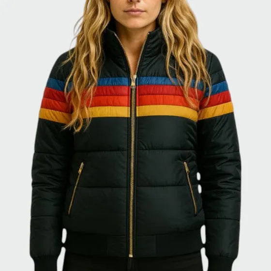 Chaqueta de Invierno de Mujer Acolchada Retro con Capucha