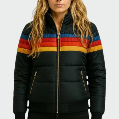 Chaqueta de Invierno de Mujer Acolchada Retro con Capucha