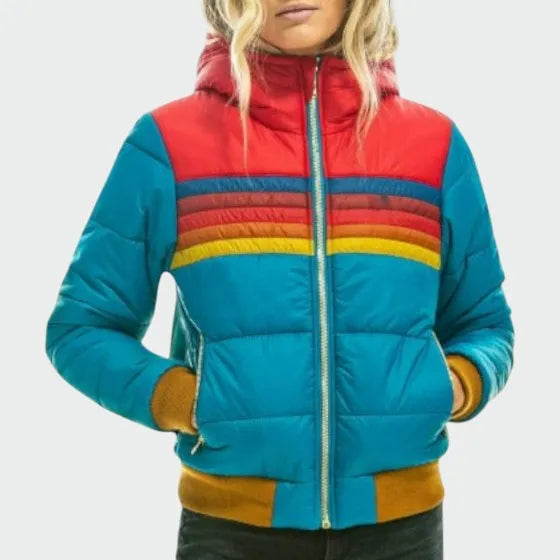 Chaqueta de Invierno de Mujer Acolchada Retro con Capucha