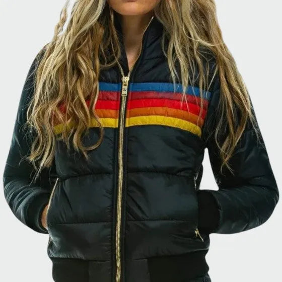 Chaqueta de Invierno de Mujer Acolchada Retro con Capucha