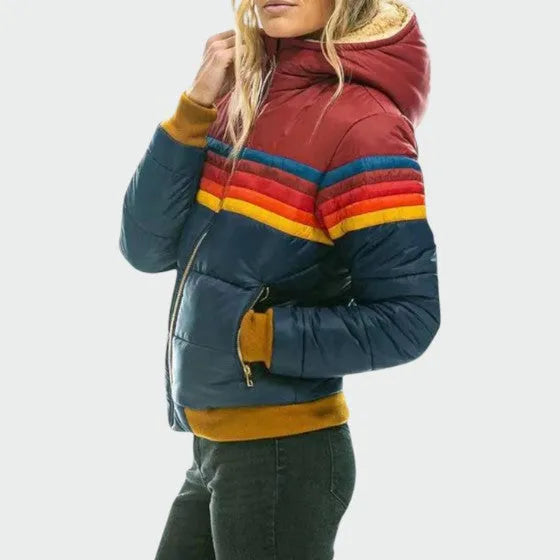 Chaqueta de Invierno de Mujer Acolchada Retro con Capucha