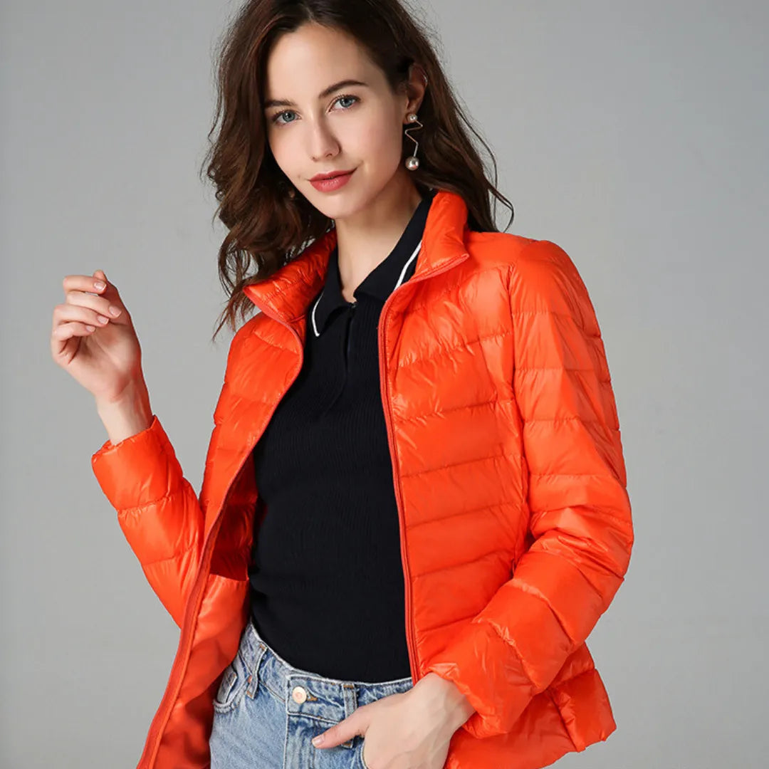 Chaqueta de Invierno de Mujer Elegante Ligera con Bolsillos