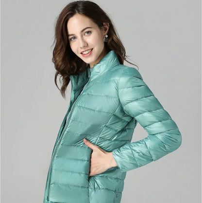 Chaqueta de Invierno de Mujer Elegante Ligera con Bolsillos