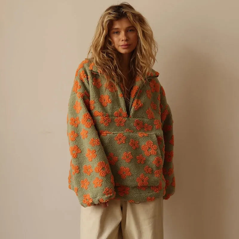 Chaqueta de Invierno de Mujer Oversize Bohemia con Estampado Floral