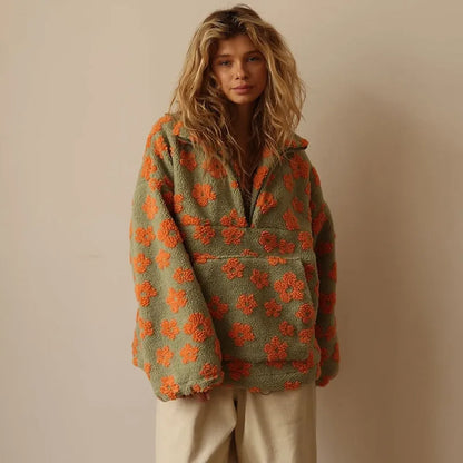 Chaqueta de Invierno de Mujer Oversize Bohemia con Estampado Floral