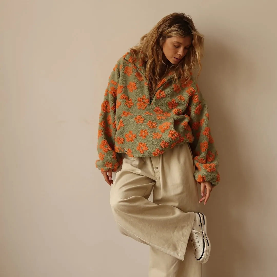 Chaqueta de Invierno de Mujer Oversize Bohemia con Estampado Floral