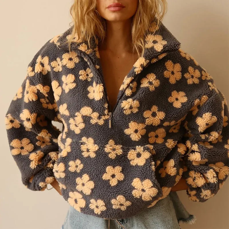 Chaqueta de Invierno de Mujer Oversize Bohemia con Estampado Floral