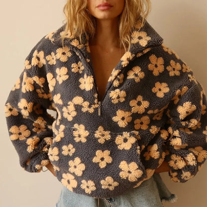 Chaqueta de Invierno de Mujer Oversize Bohemia con Estampado Floral