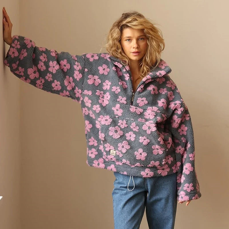 Chaqueta de Invierno de Mujer Oversize Bohemia con Estampado Floral