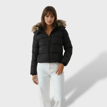 Chaqueta de Invierno para Mujer Acolchada Elegante con Capucha