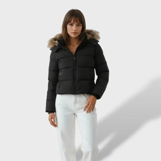 Chaqueta de Invierno para Mujer Acolchada Elegante con Capucha