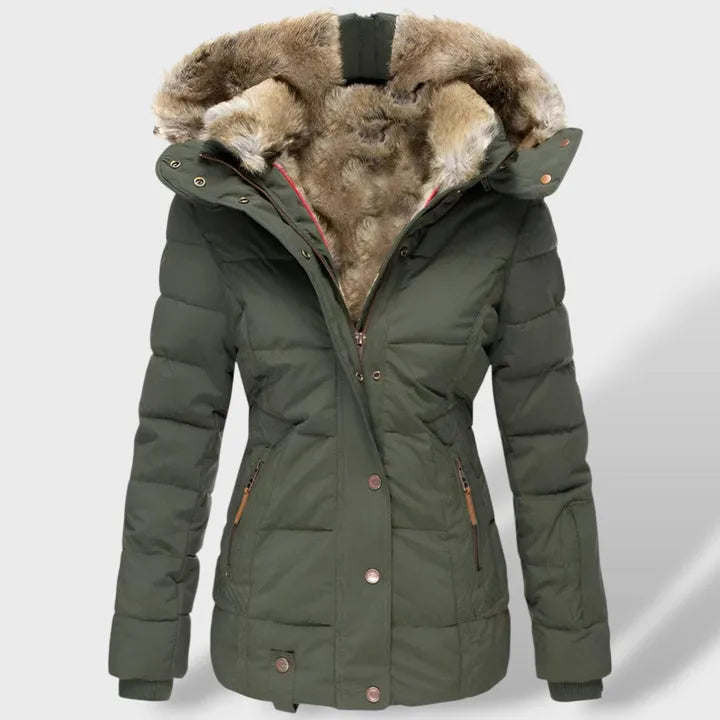 Chaqueta de Invierno para Mujer Acolchada Elegante con Capucha